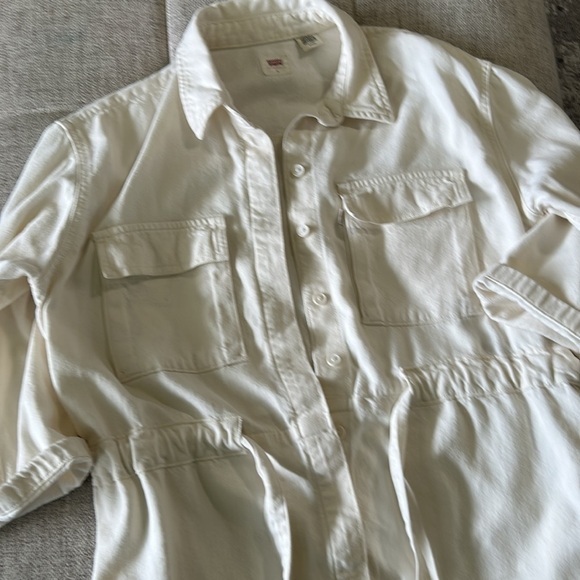 LEVI AINSLEY SHIRT DRESS FLATTERING ADJUSTABLE TIE WAIST SIZE S - Picture 7 of 12